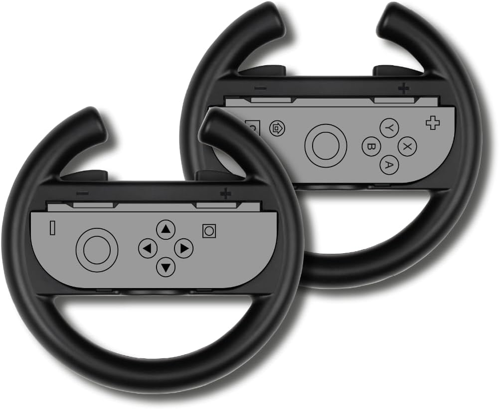 Konix Paire de volants de course pour manettes Joy-Con Nintendo Switch 2 - Plastique - Noir
