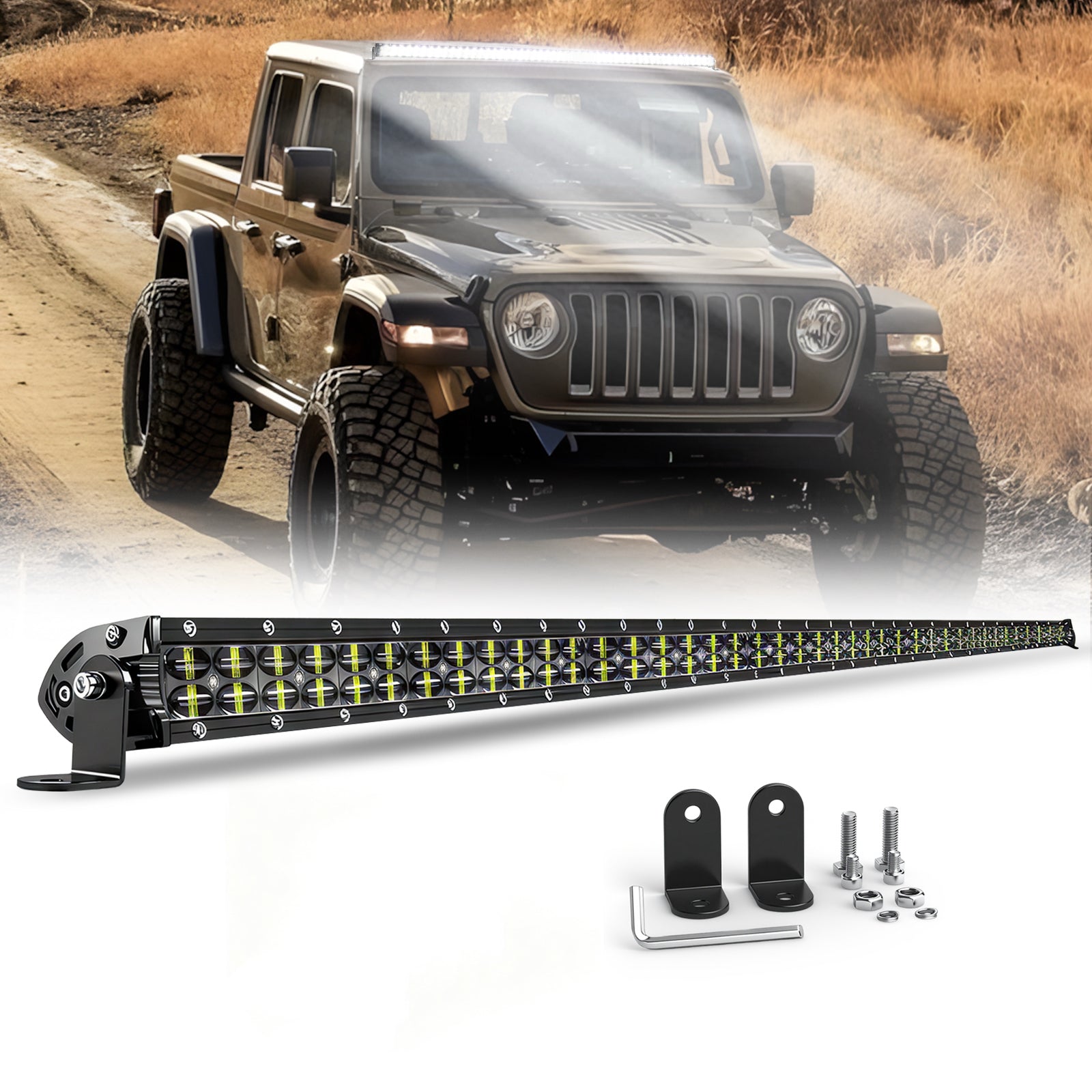 CO LIGHT "42" Barre lumineuse LED double rangée, projecteur et éclairage de travail, barre LED 6D, éclairage de toit pour camion 4x4, ATV, voiture, éclairage de conduite tout-terrain, 12V 24V