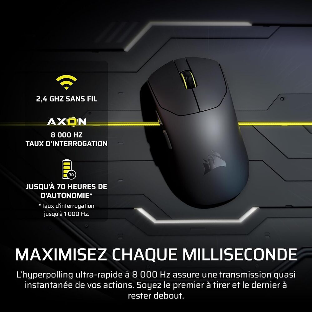 CORSAIR Sabre v2 PRO Souris Gaming Ultralégère sans Fil 2,4 GHz & Filaire - 33000 DPI, 5 Boutons - Blanc