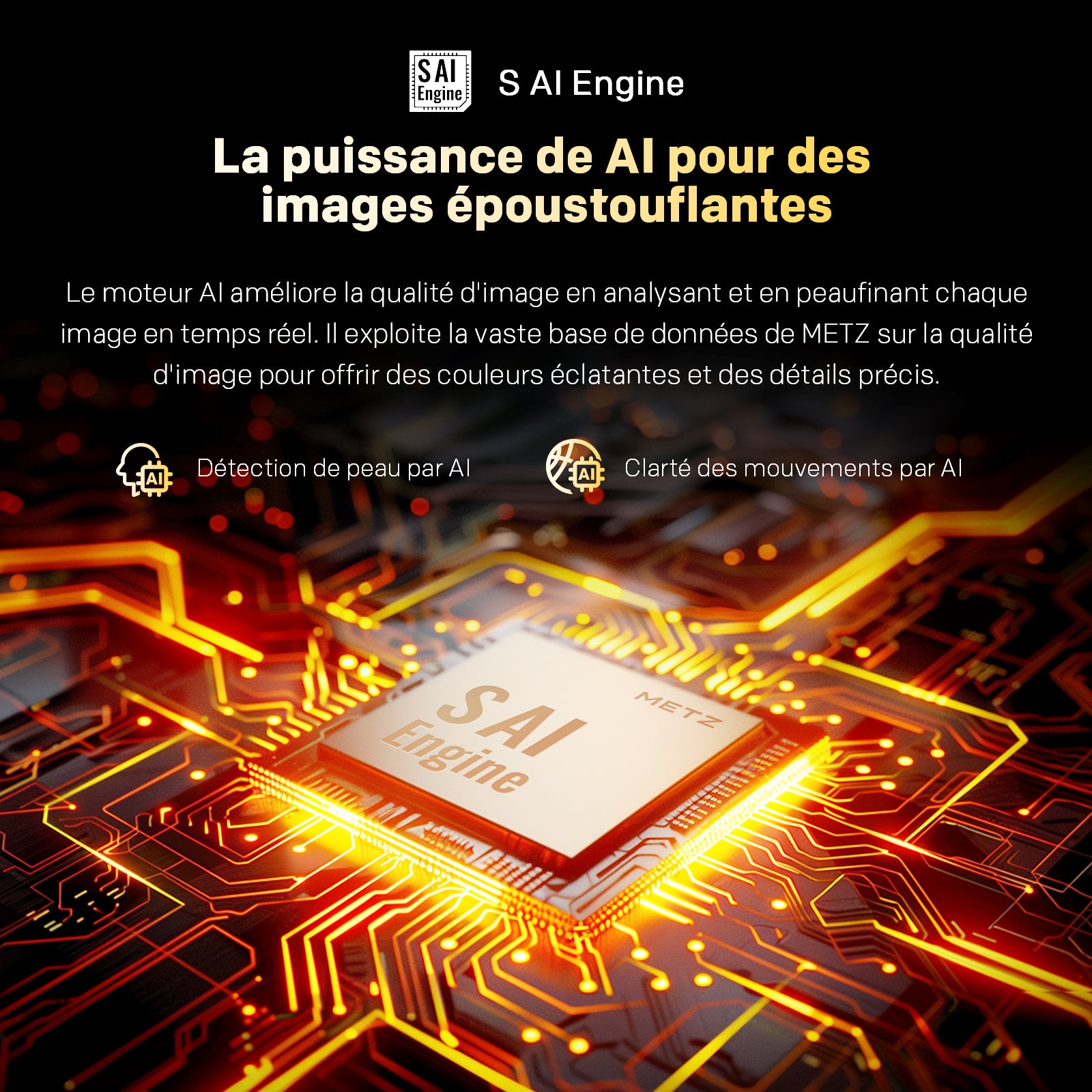 METZ 65MUF7000Z TV 65 pouces 165 cm Google TV avec protection des yeux, 4K UHD, Dolby Vision & Atmos, HDR10, fonction localisation de la télécommande, triple tuner, CI+ classe énergétique F