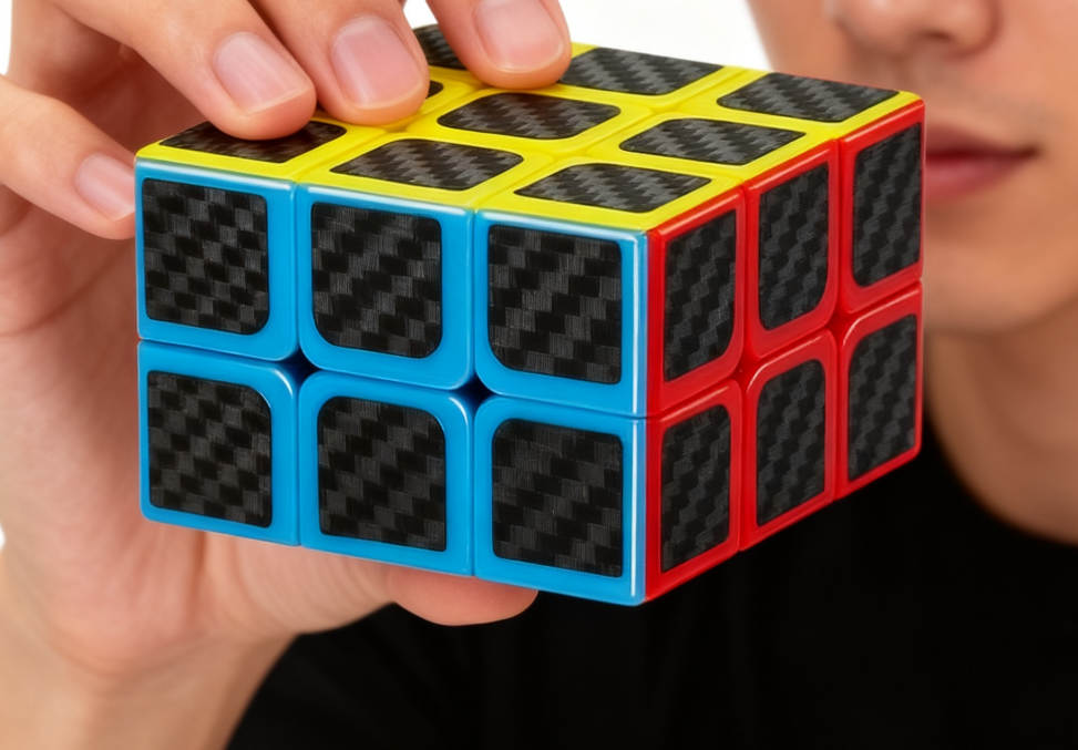 Casse-tête cuboïde avec autocollants en fibre de carbone noir - 2 x 3 x 3