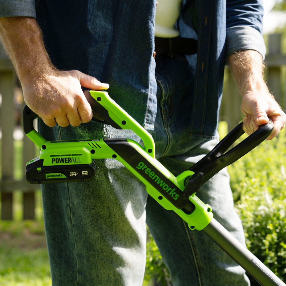 greenworks Coupe-bordures sans balais 24 V Gen2 2 en 1 avec batterie pour petits et moyens jardins, Hauteur réglable, Largeur de coupe 30 cm