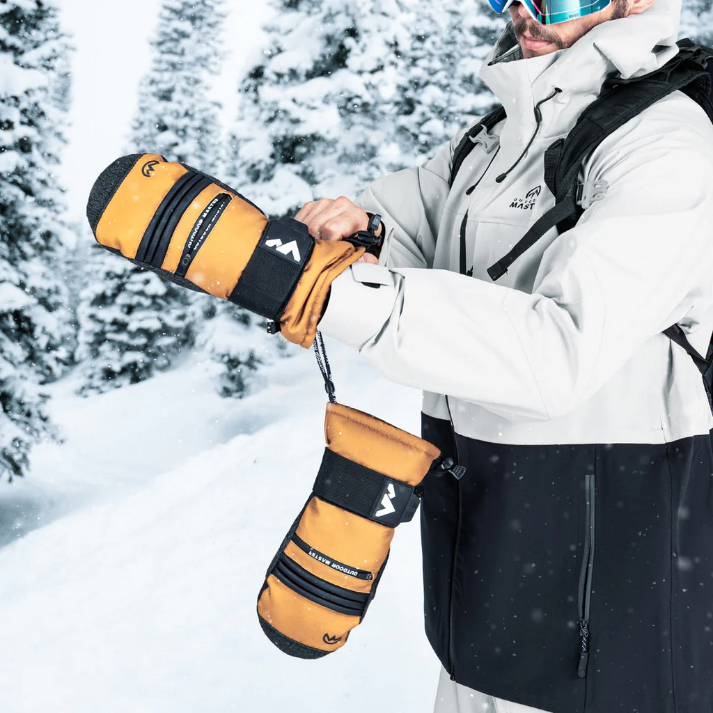 OutdoorMaster Mitaines de ski imperméables 3M et KEVLAR pour hommes et femmes brun - Taille L