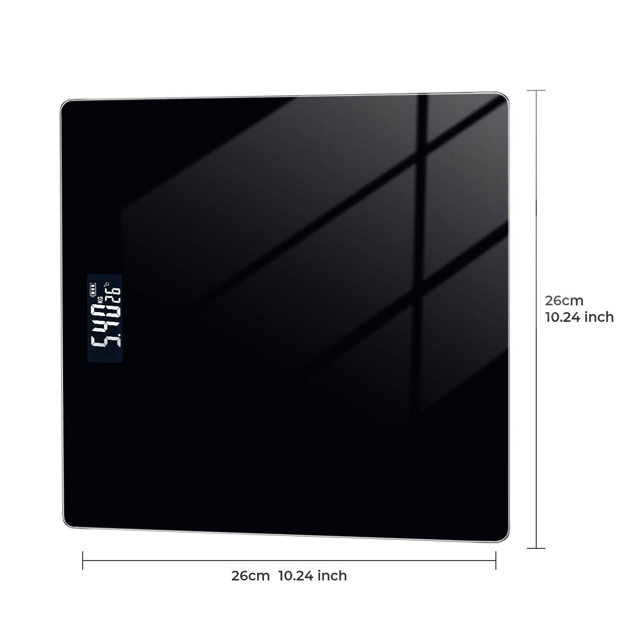 Sparoma Pèse-personne numérique noir AD-26 – Fonctionnant sur piles (2 × AAA, piles non incluses), capacité 180 kg/400 lb, précision 0,05 kg, verre trempé 4 mm, écran LCD, pour salle de bain, chambre et usage domestique