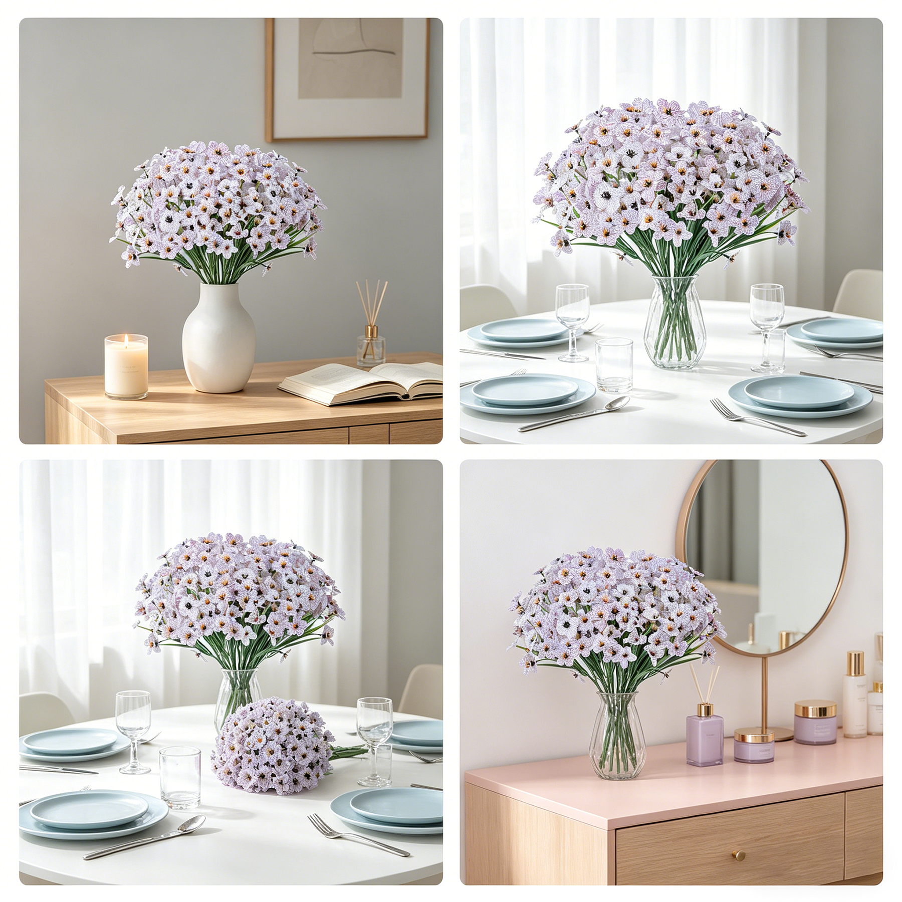 Yuejia Lot de 4 fleurs artificielles 13 po/33 cm pour extérieur, fleurs factices en plastique résistantes à la décoloration, plantes artificielles pour décoration