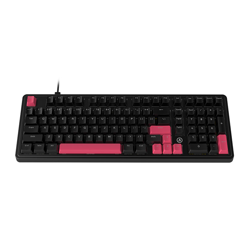 AJAZZ AK980 Clavier mécanique filaire 98 %, disposition QWERTY américaine, montage sur joint, rétroéclairage arc-en-ciel - Prise en charge du remplacement à chaud - Commutateur rouge - Noir et rouge