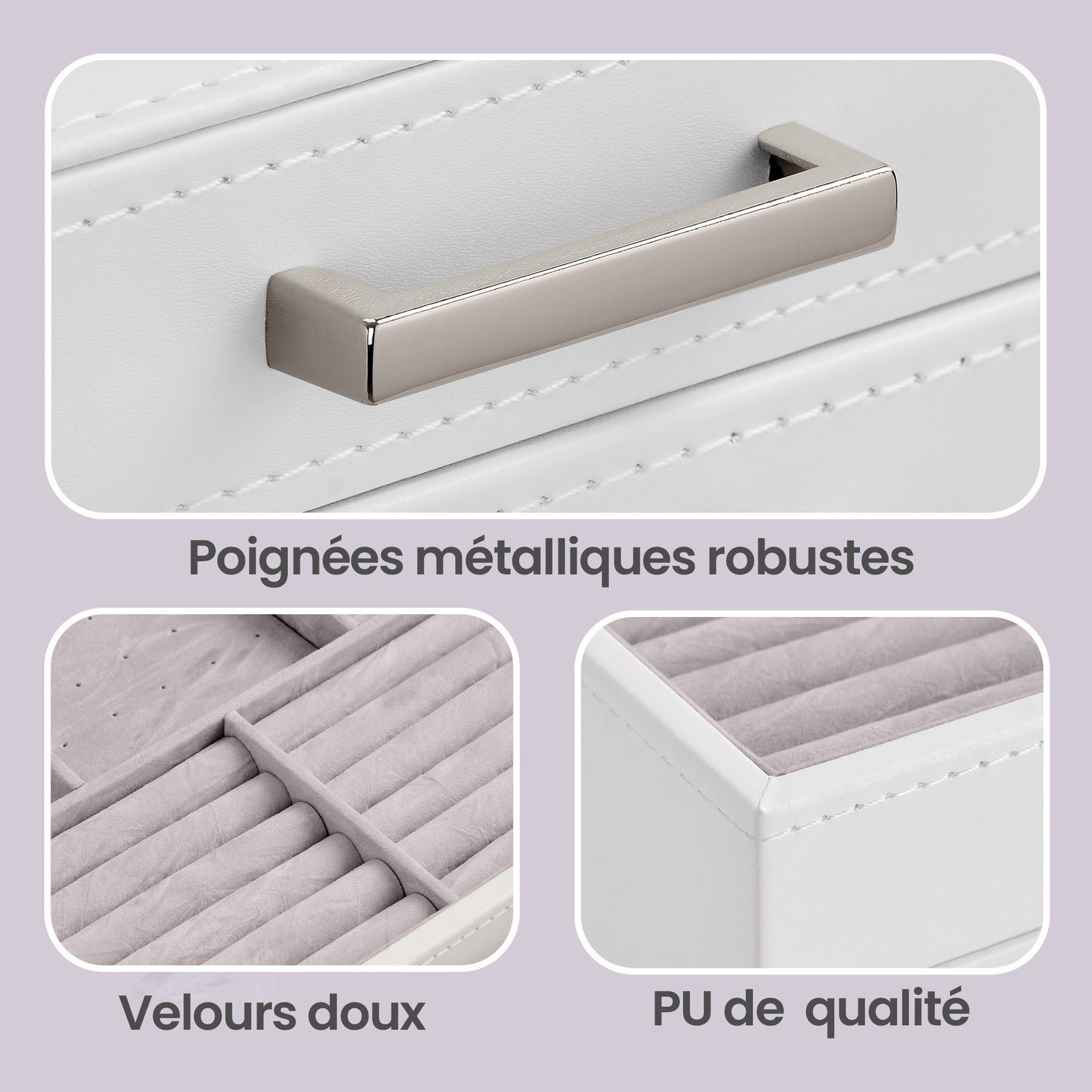 JOYFURNOS Grand Organisateur de Boîte à Bijoux à 8 Niveaux avec Compartiment de Rangement Dédié pour Montres, Design de Tiroir Empilable avec Plateau en Verre Transparent