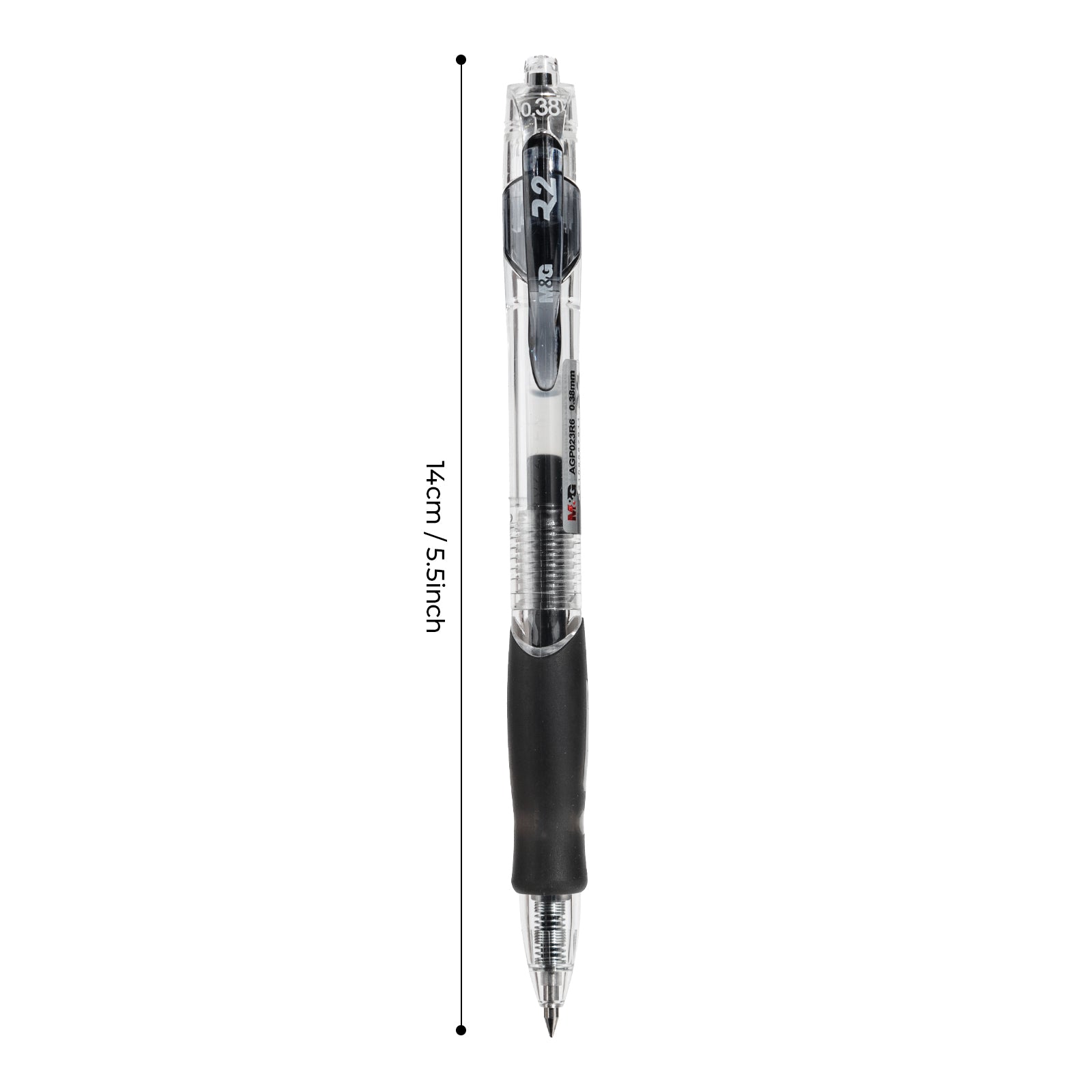 M&G Stylos gel R2, Lot de 12 stylos gel rétractables pointe ultra-fine 0,38 mm, Grande capacité, Écriture fluide, Avec grip doux pour bureau et école