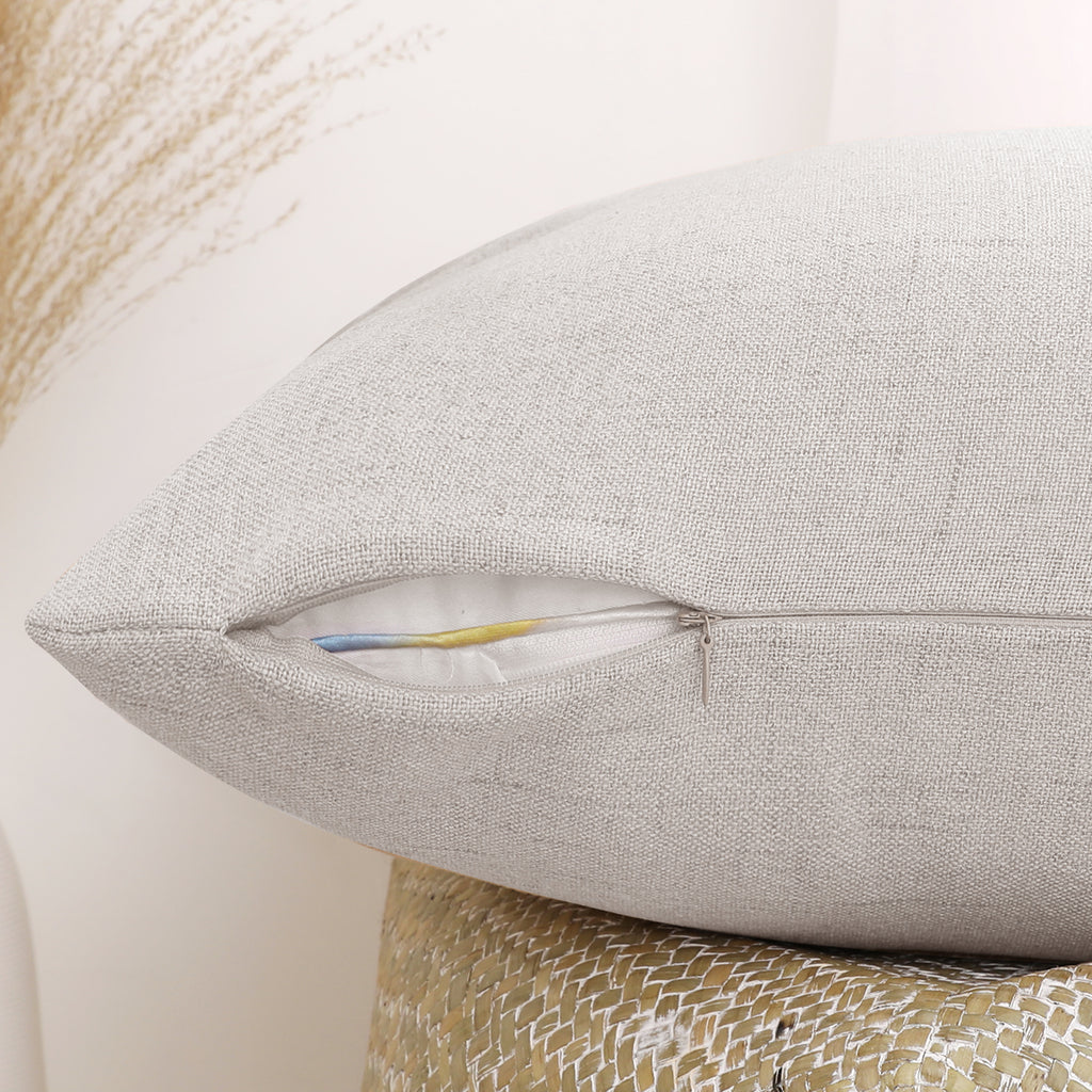 Deconovo housse de coussin en lin imprimé, coloris crème, 50 x 50 cm, 1 pièce