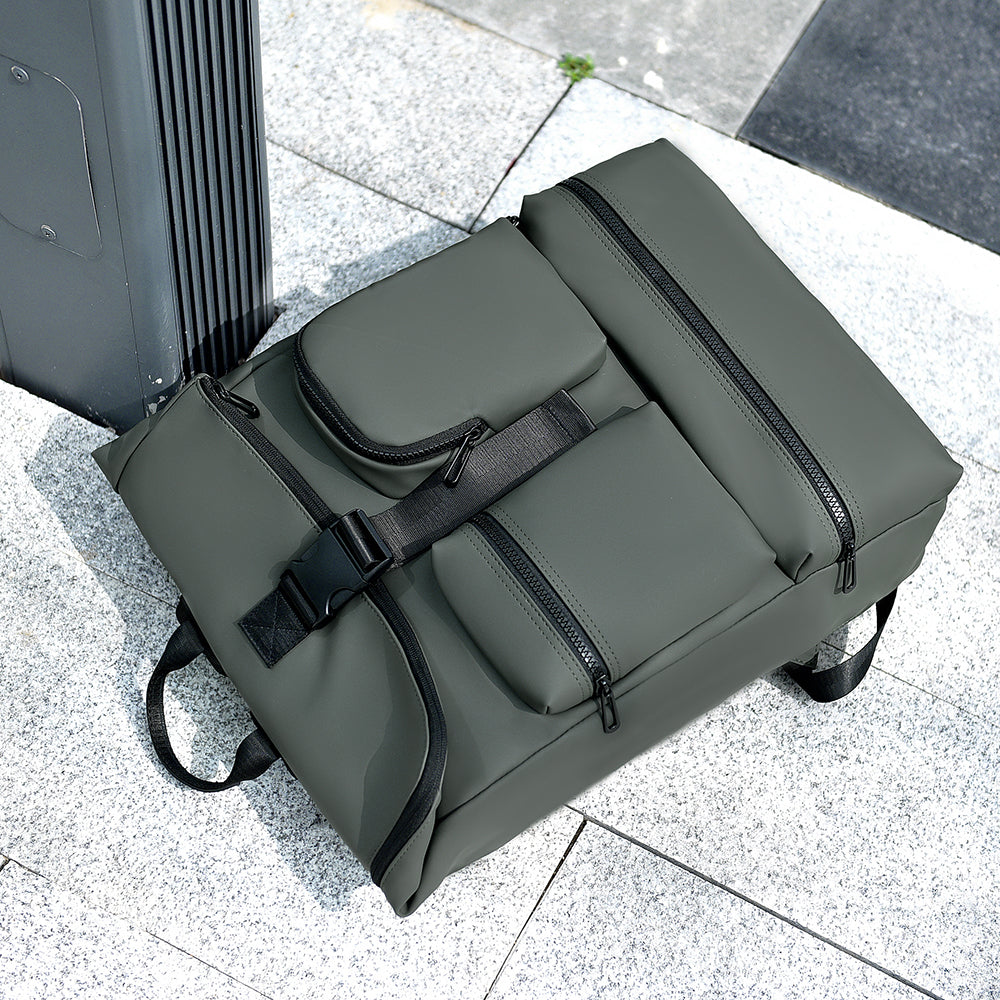 Sac à dos ordinateur portable professionnel 15,6 pouces à rabat hydrofuge Multi poches externes Poches arrière antivol Sac à dos décontracté Pour bureau et voyage quotidien