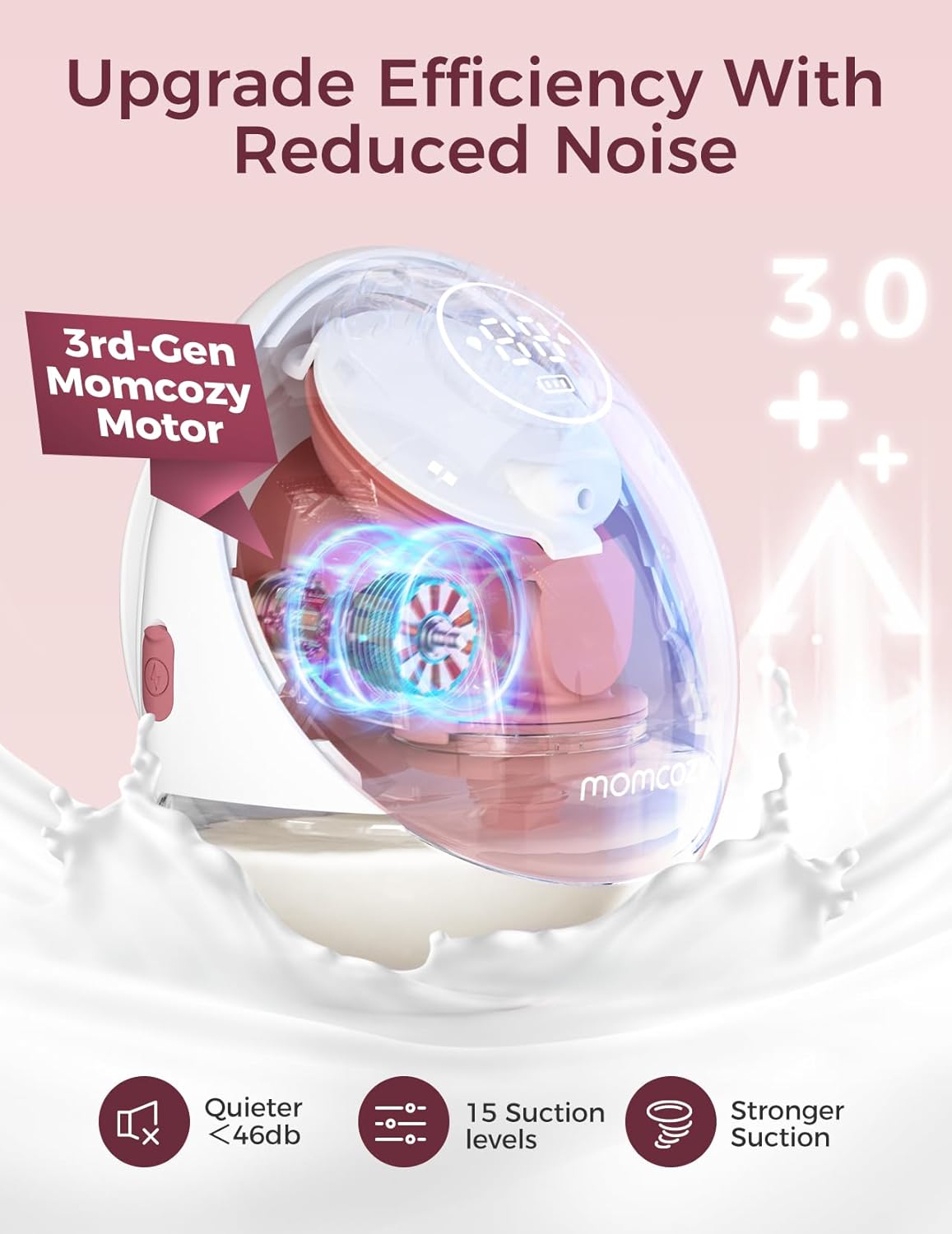Momcozy M9 Tire-lait lot de 2 bordeaux portable silencieux contrôle par application mobile cadeau pour maman