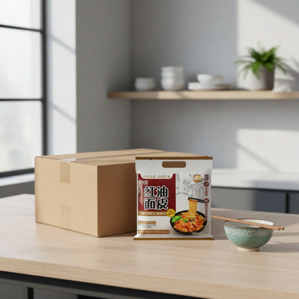 Bai Jia A Kuan Vermicelles à l’huile pimentée, Saveur aigre-piquante, Lot de 4, 12 x 460 g (1 carton)