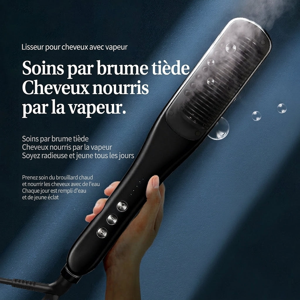 K·SKIN KD880 Peigne/Lisseur à Vapeur, Chauffage Uniforme PTC + Conception de Soin Capillaire Hydratant par Pulvérisation, Coiffage Rapide, Fixe l'Hydratation et Anti-Frisottis
