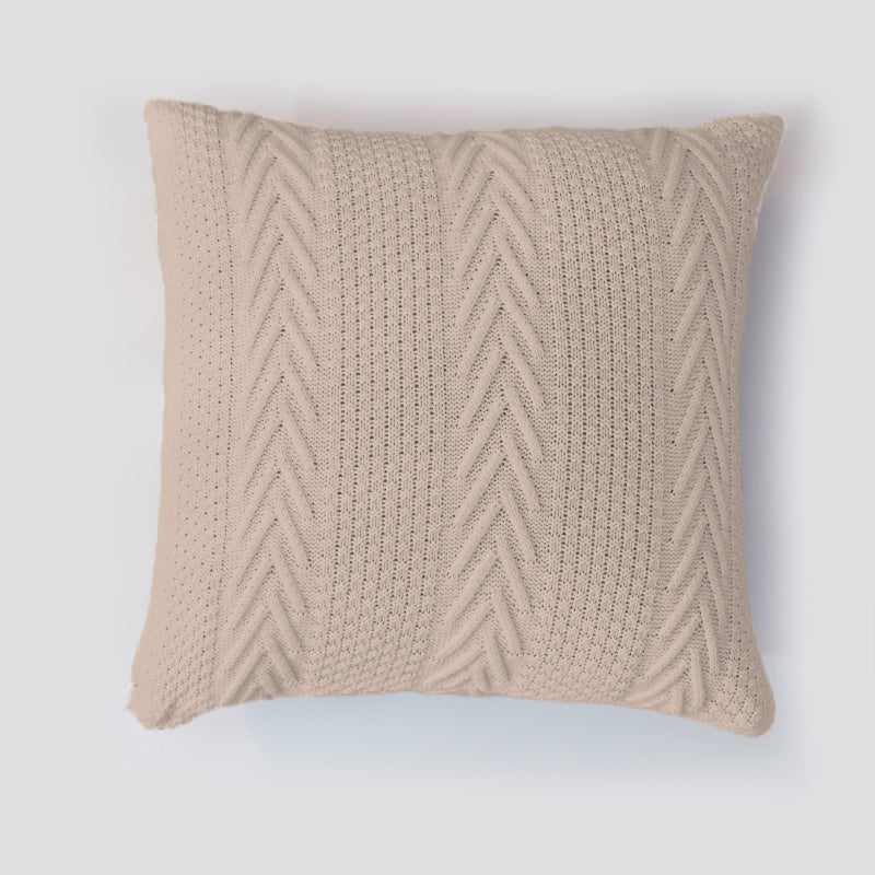 MEROPE Housse de coussin en tricot acrylique à chevrons, 50 x 50 cm, blanc, lot de 1