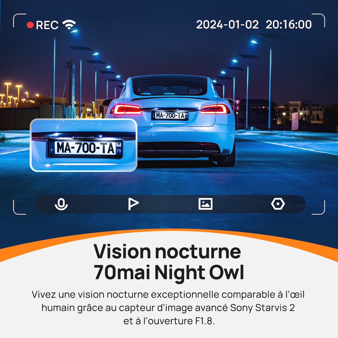 Dashcam 4K Avant et Arrière 70mai A810-2, Dashcam UHD 4K Réelle avec Sony STARVIS 2, Vision Nocturne HDR, Détection de Mouvement par IA, GPS Intégré, Support 4G LTE, ADAS