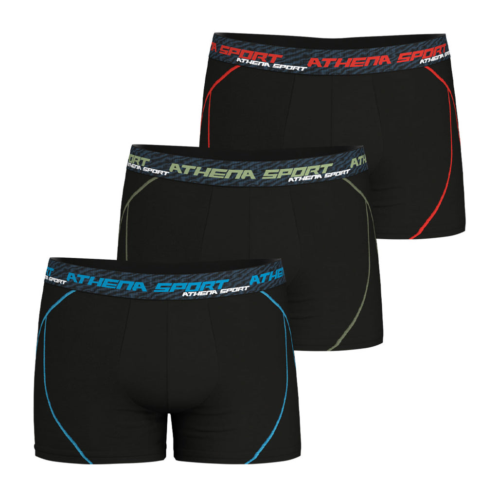 ATHENA Training Dry Boxers Lot de 3, Noir