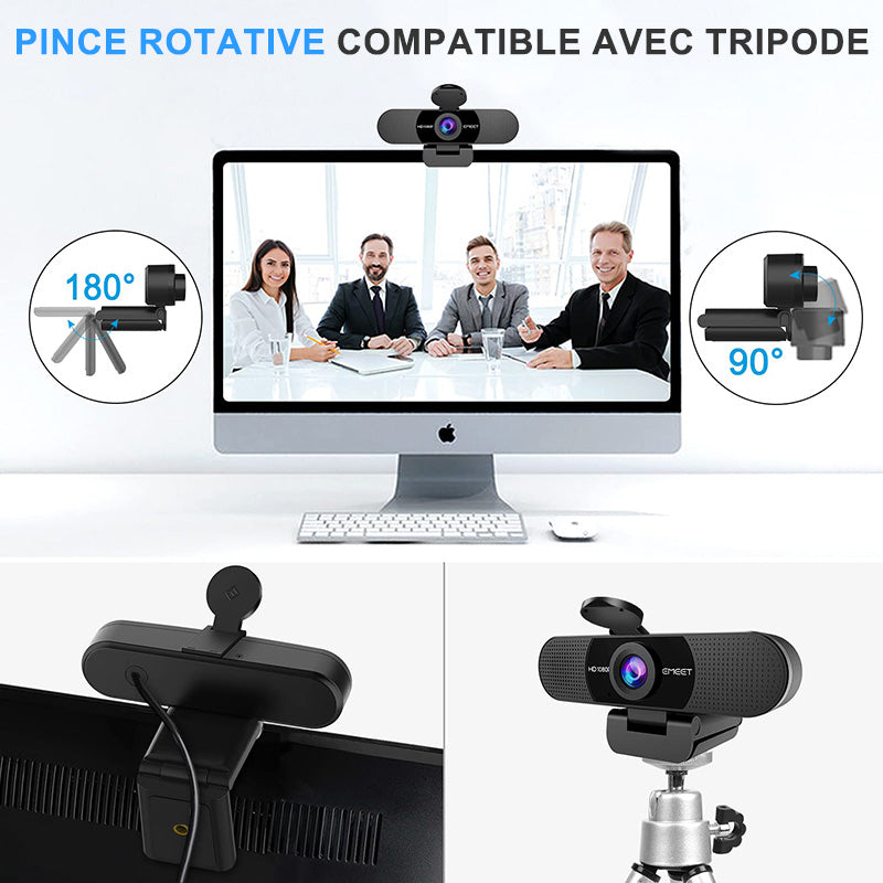 EMEET Webcam pour PC USB HD 1080p avec Plug & Play