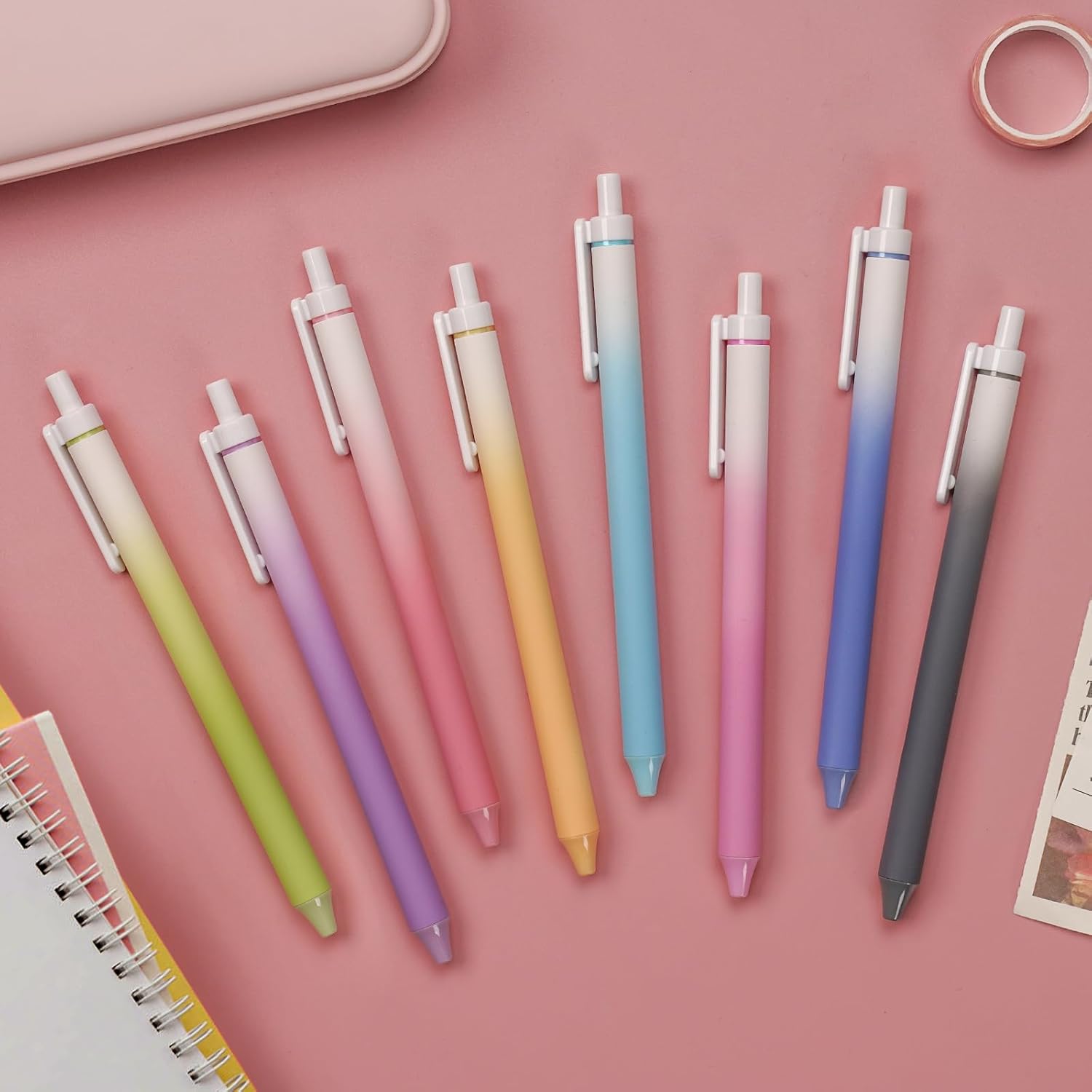 WRITECH Fine Point Lot de 8 stylos rétractables à encre gel multicolores - 0,7 mm