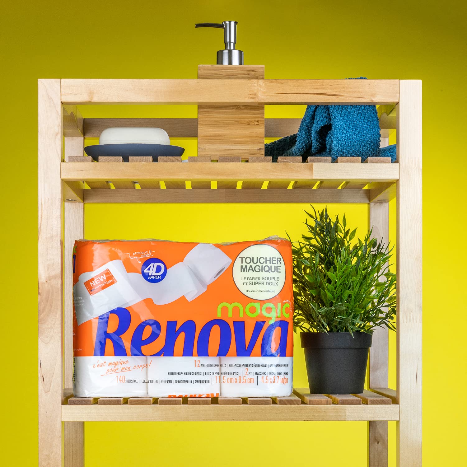 RENOVA Papier Toilette Long Strong Soft Magic 3 Épaisseurs (Paquet de 12 Rouleaux)