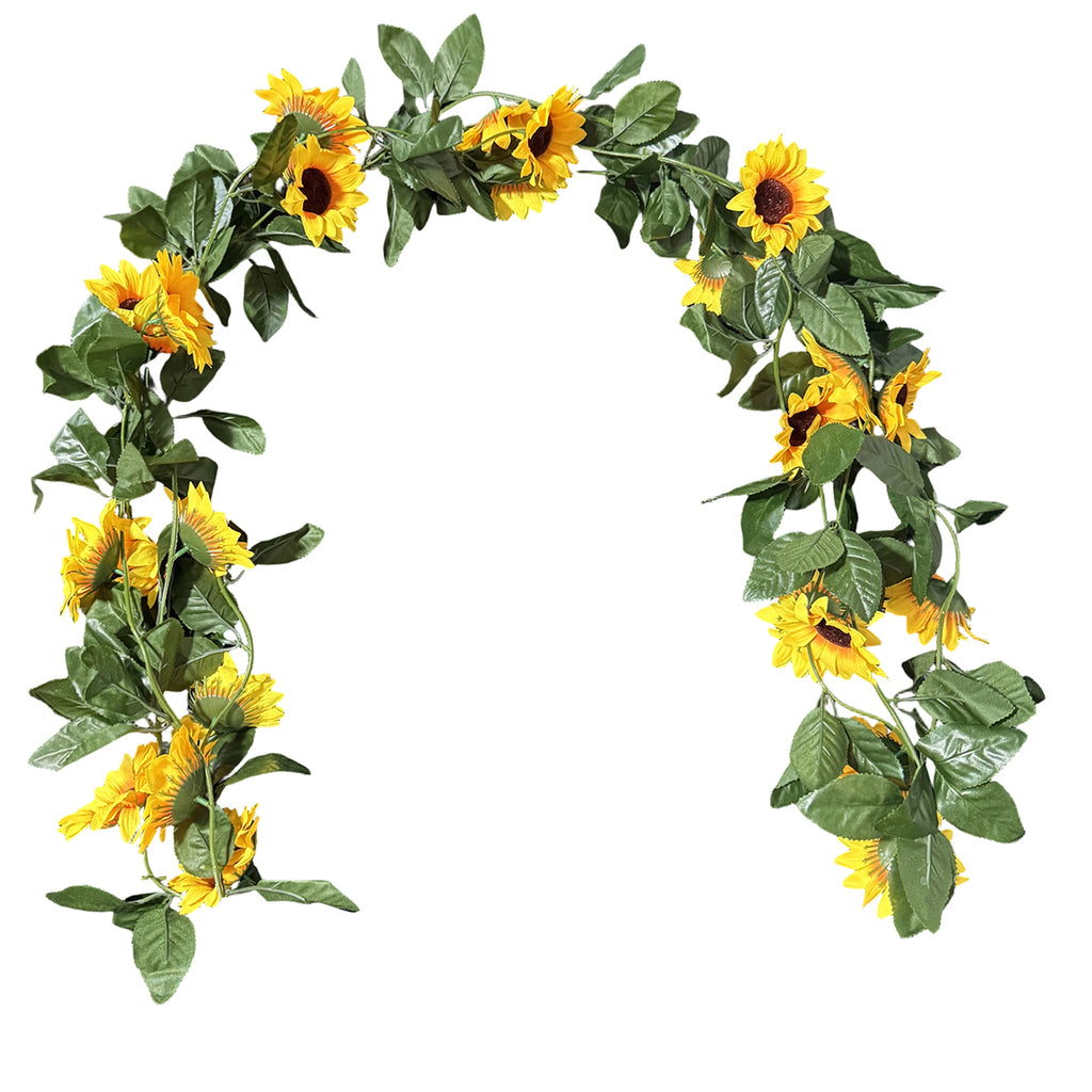 Wei's moment 4 pcs 7,87 ft Guirlande de tournesols artificiels Tournesols en soie artificielle Branches de tournesols Guirlande de fleurs de pâquerettes artificielles Faux plantes à