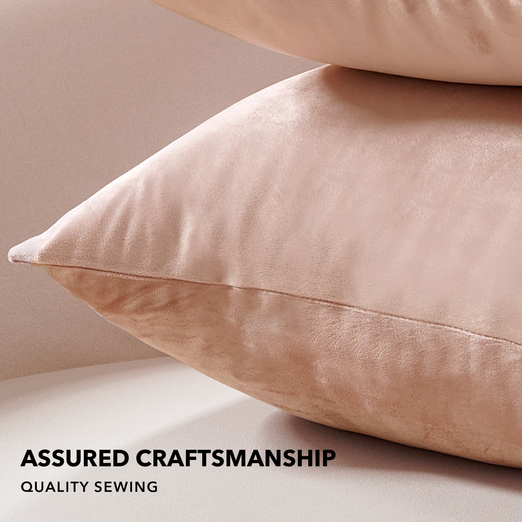 Deconovo Housse de coussin en velours néerlandais, coloris rose poudré, 45 x 45 cm, 1 pièce
