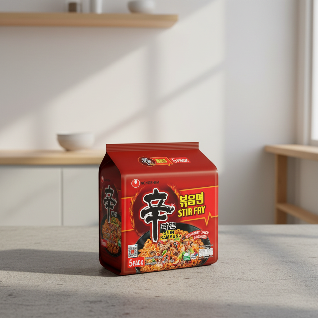 Nongshim Shin Ramyun Nouilles instantanées épicées à sauter - 5 x 130 g