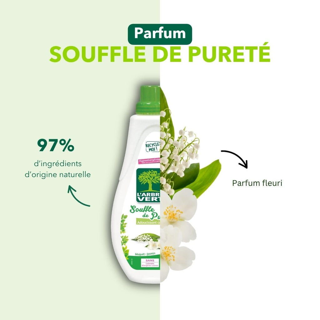 L'Arbre Vert Assouplissant Douceur Brise Pure Muguet & Jasmin 800 ml (53 Lavages)