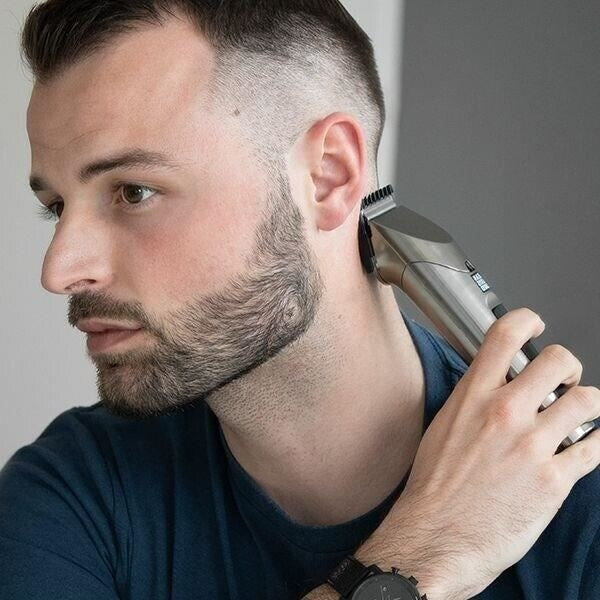 JEAN LOUIS DAVID - Pro Hair Clipper - Tondeuse à cheveux - 20 hauteurs de coupe - Batterie Lithium-Ion - Autonomie de 2 heures - Gris