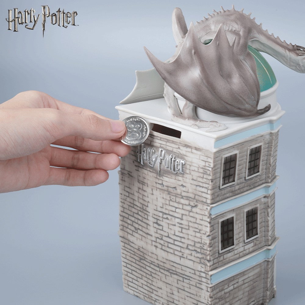 Warner Bros. 1 pièce Tirelire Dragon de la banque Gringotts Harry Potter Sous licence officielle Figurine en PVC 3D Étanche Incassable Boîte à monnaie Banque à pièces Décoration
