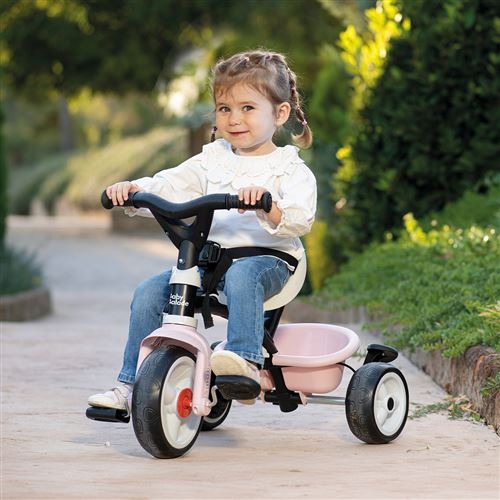 Smoby - Tricycle Baby Balade Rose - Evolutif 3 en 1 - Poignée Parentale Réglable - Frein de Parking, Repose-pied, Pare-soleil Anti-UV - A Partir de 10 Mois Jusqu'à 3 Ans - Fabrication Espagnole