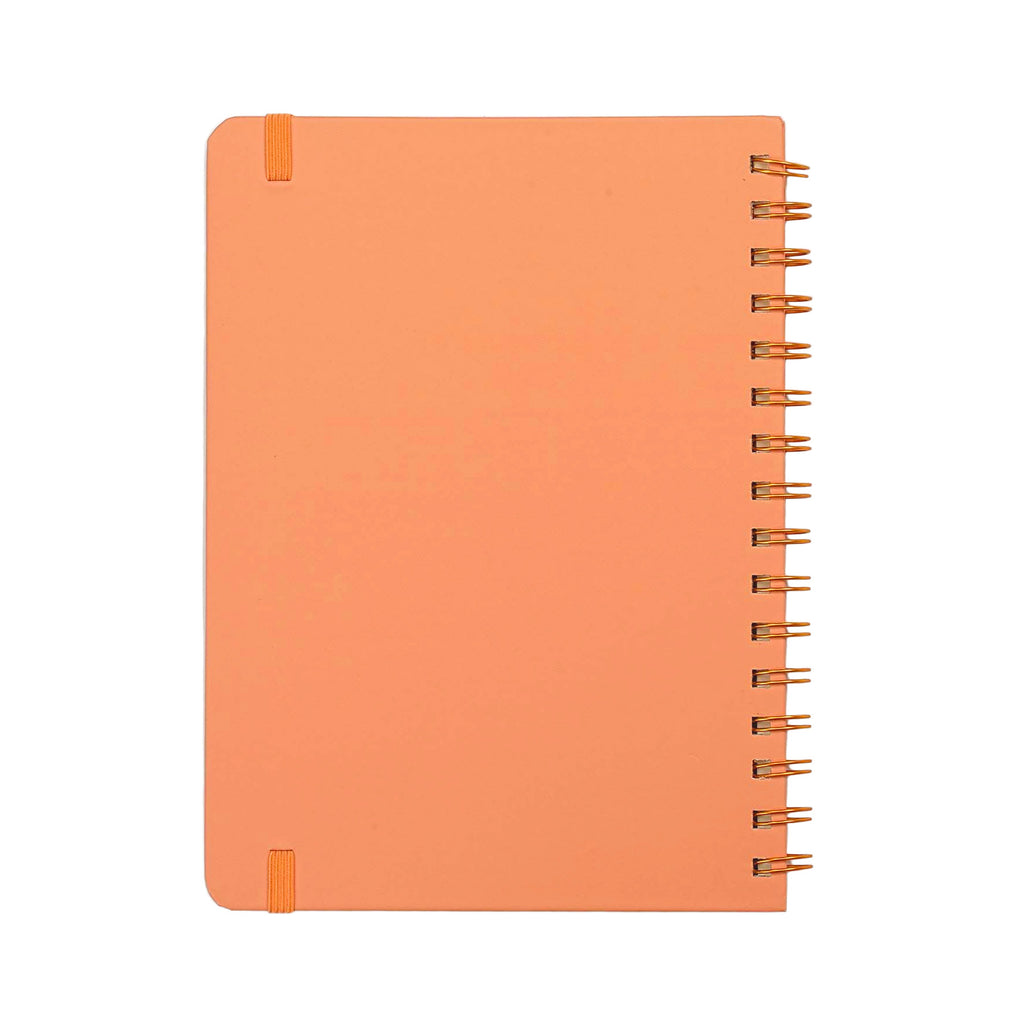 Jubiluu Carnet ligné A5 à spirales avec couverture rigide - 96 feuilles (papier offset 100 g), avec élastique - Journal ligné crème classique pour écriture, école, bureau et cadeaux - Beige sable