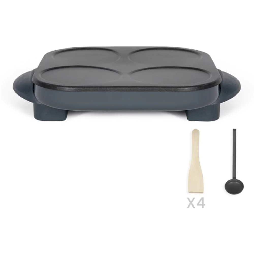 Livoo DOC266G - Crêpière 1500 W 4x12 cm gris party