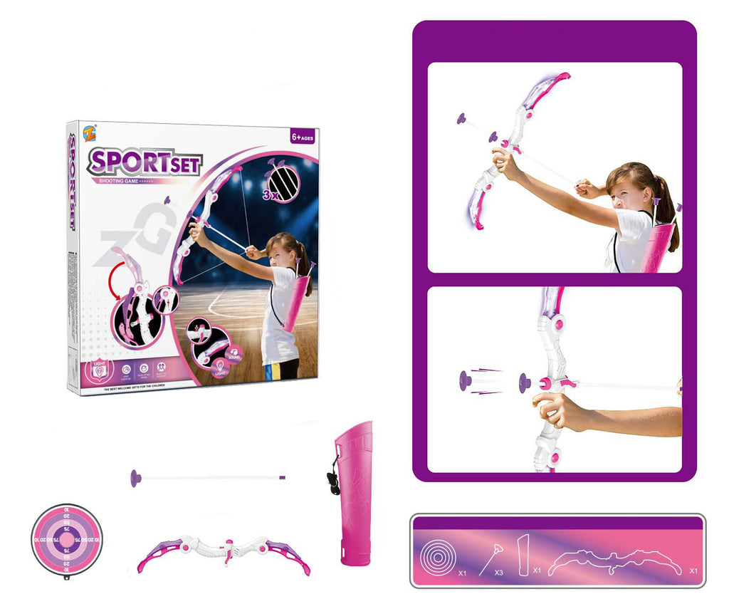 Ensemble arc et flèches de tir à l'arc pour filles avec son et lumière, kit de jouets ABS+PP avec illumination et sons