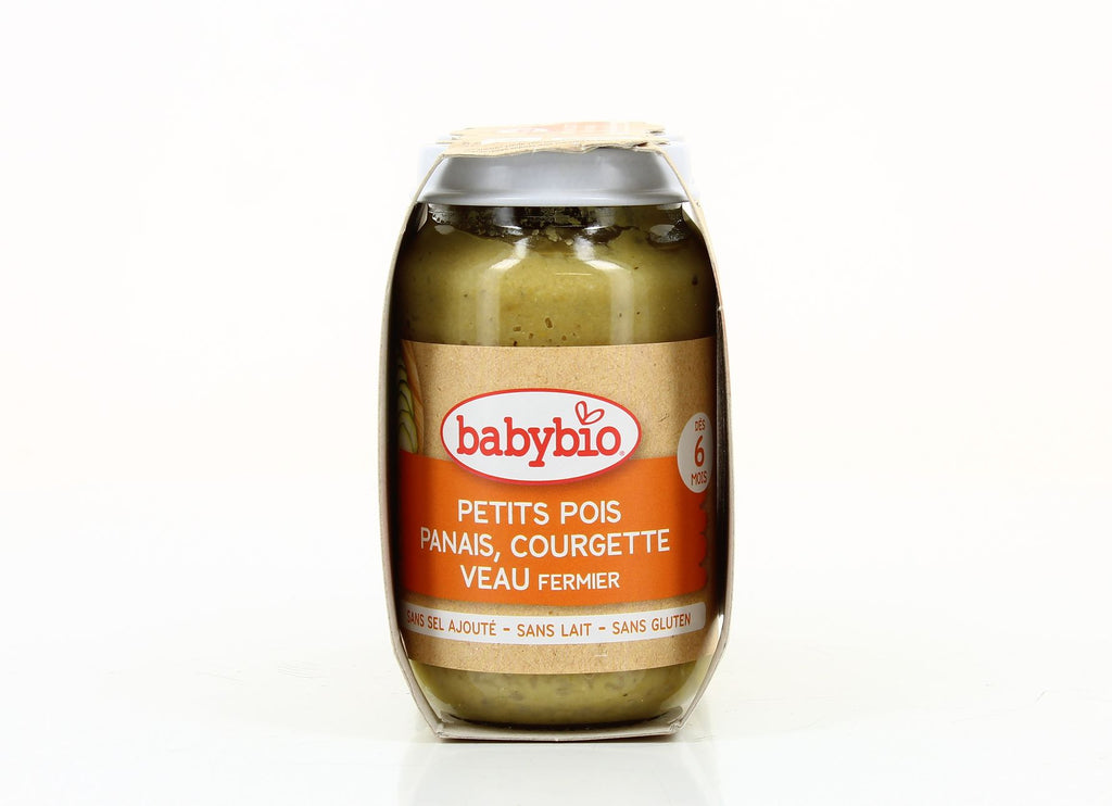 BABYBIO Pot petits pois panais courgette veau 2x200g