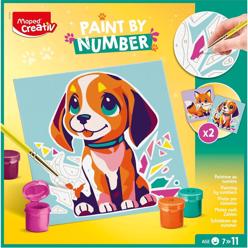Maped Creativ Peinture par Numéros – Chien et Renard – Activité de Peinture pour Enfants