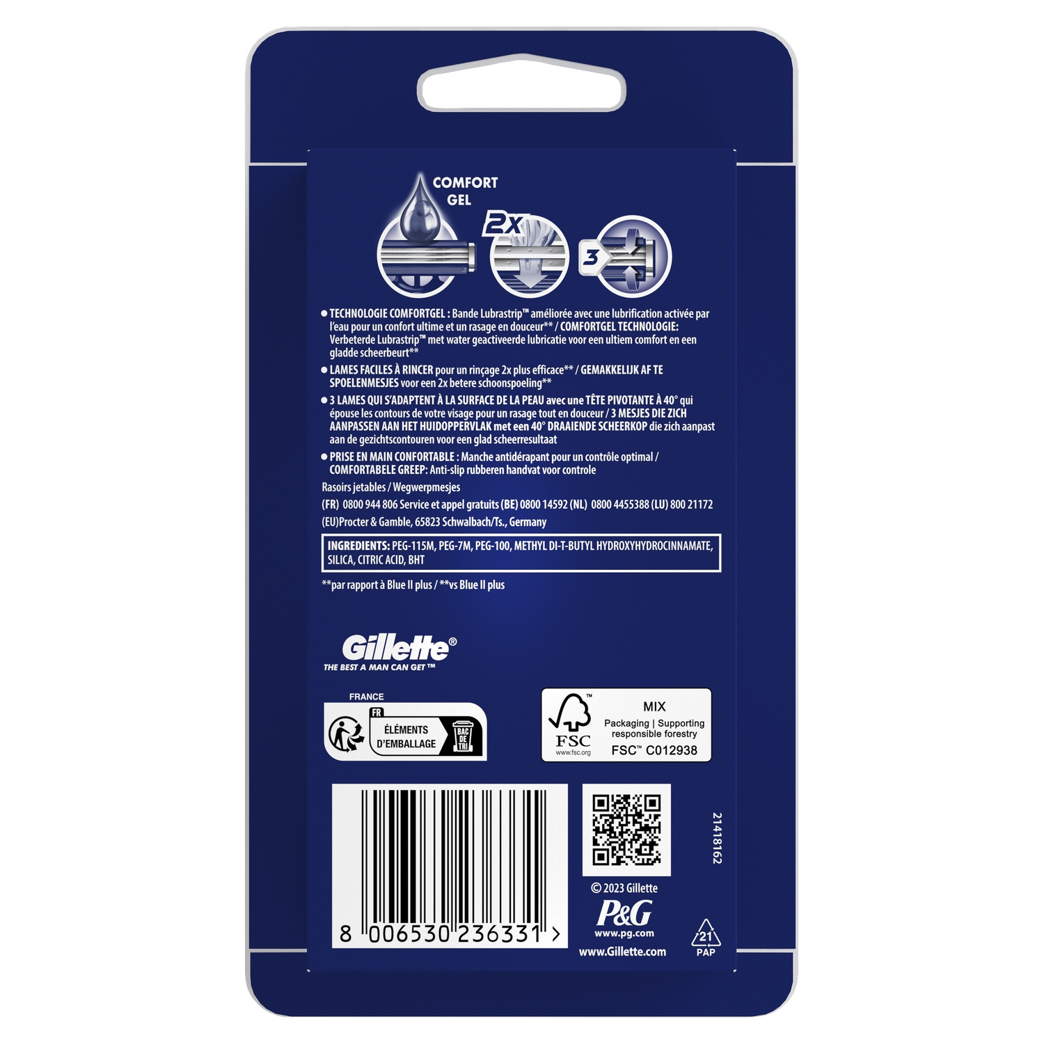 Gillette Sensor 3 Comfort Rasoirs Jetables - Lot de 4