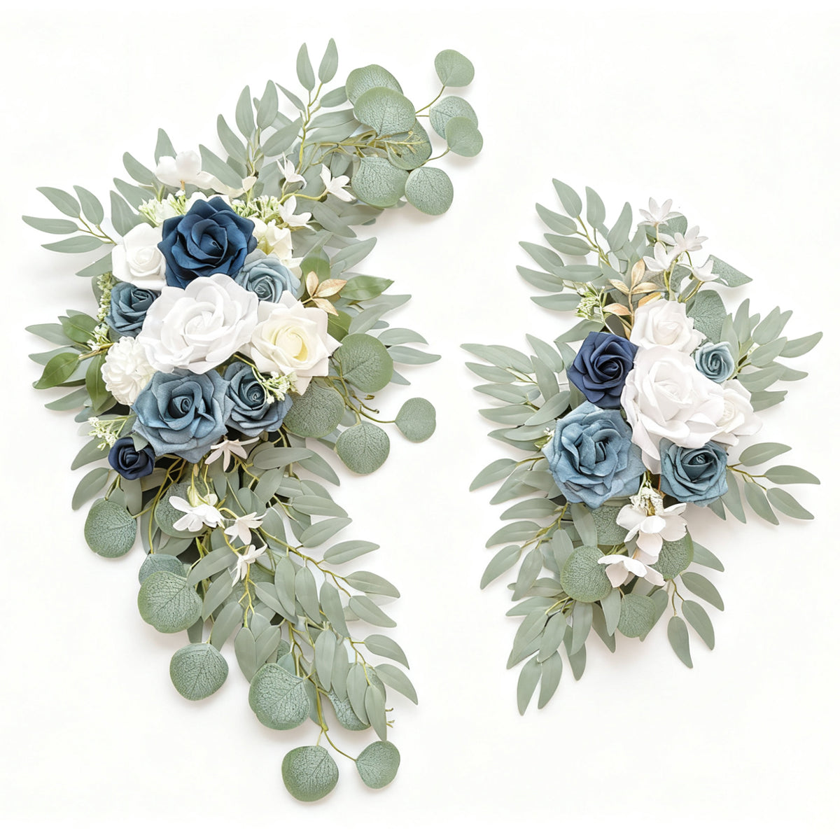 Wei's moment Fleur bleu poussière pour décorations de panneaux d'accueil de mariage, Fleurs d'arc de mariée artificielles pour cérémonie de mariage (Lot de 2)