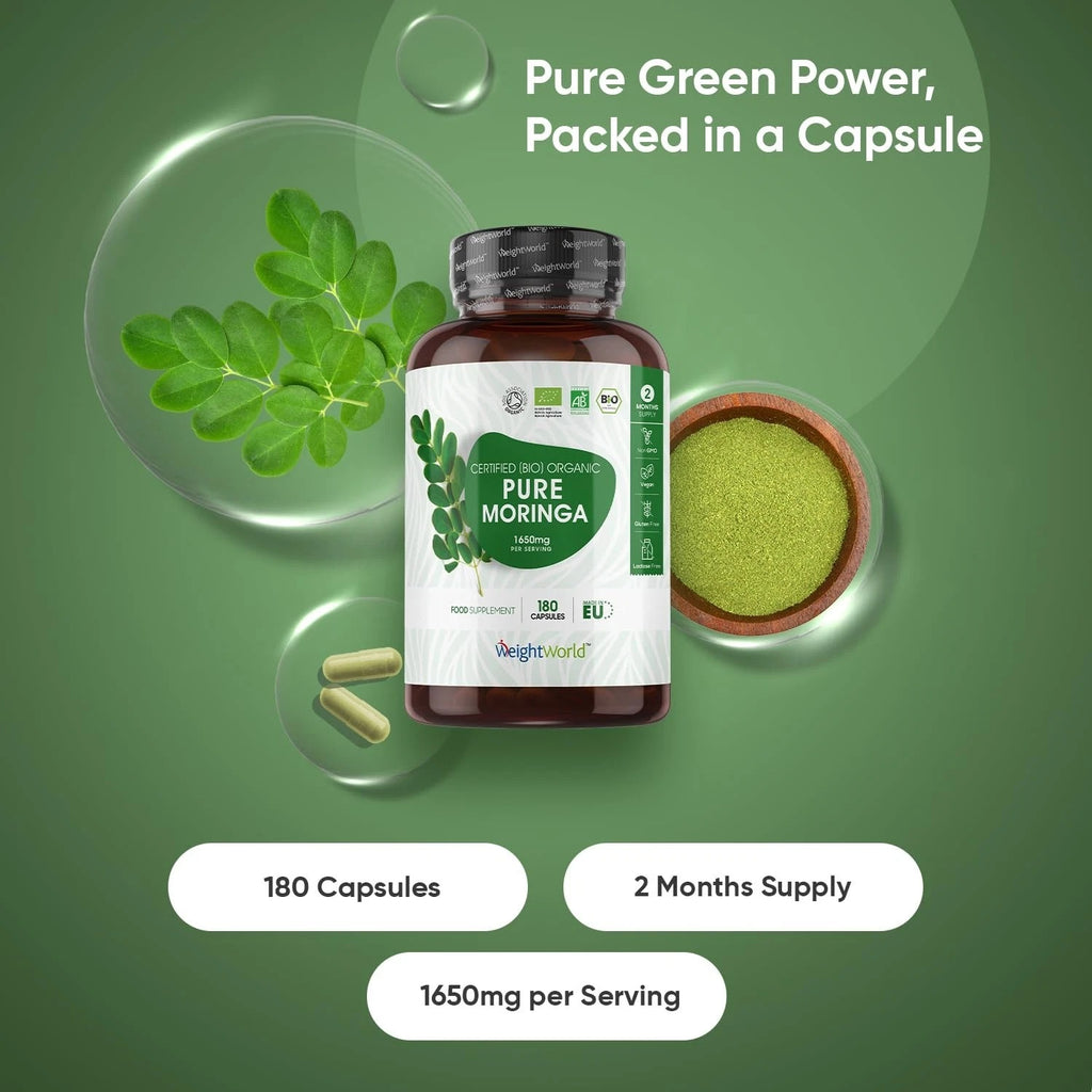 WeightWorld Moringa pure biologique 1650 mg - 180 gélules