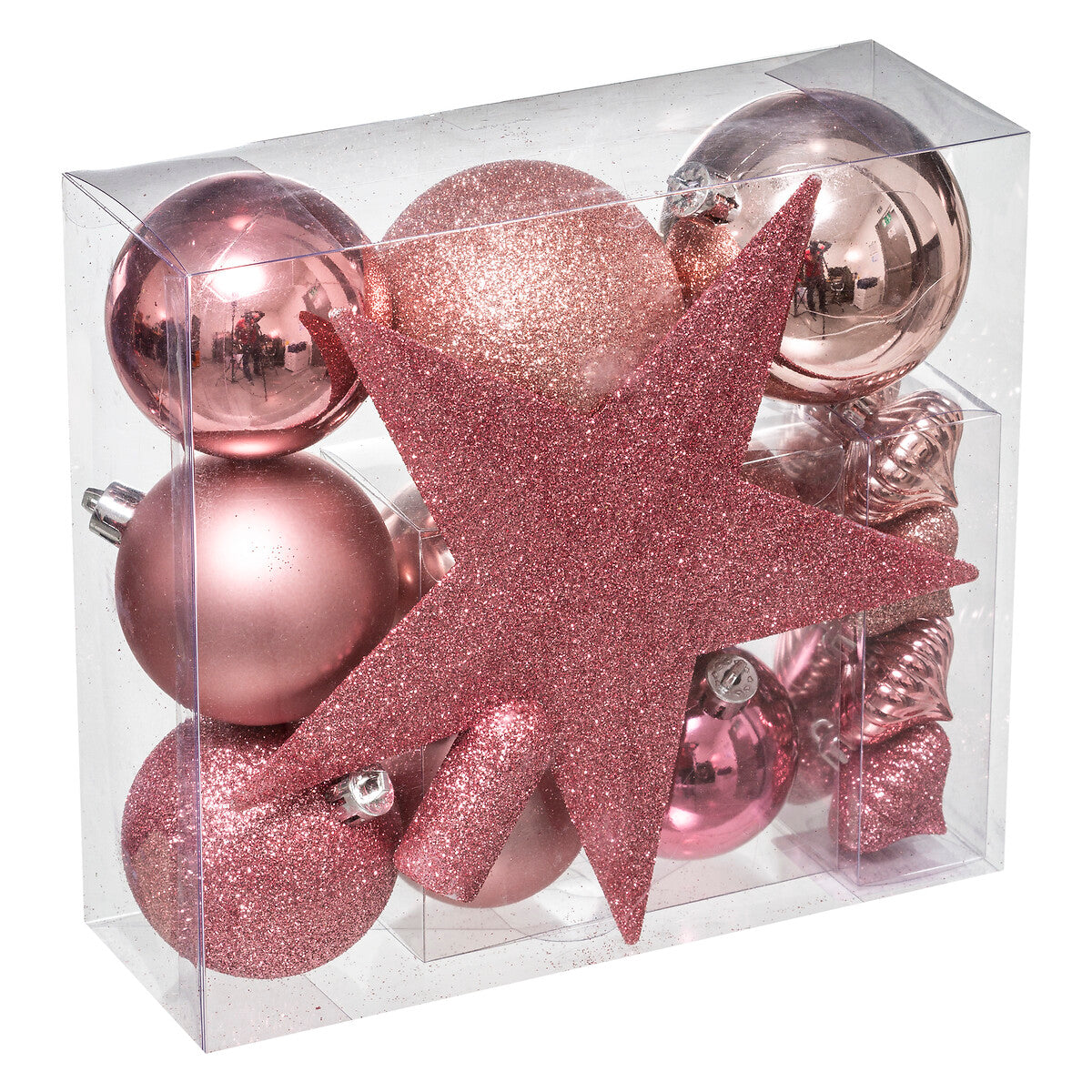 Atmosphera Colorama Lot de 18 pièces de décoration pour sapin de Noël - Rose