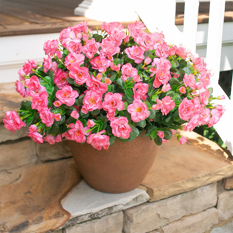 Yuejia Lot de 6 bouquets de fleurs artificielles en soie camélia rose - 38 cm