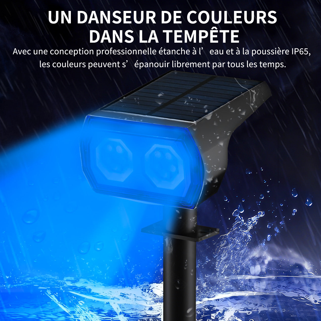 VIVREAL CPD-10 Lot de 2 lampes solaires 48 LED RGB en ABS