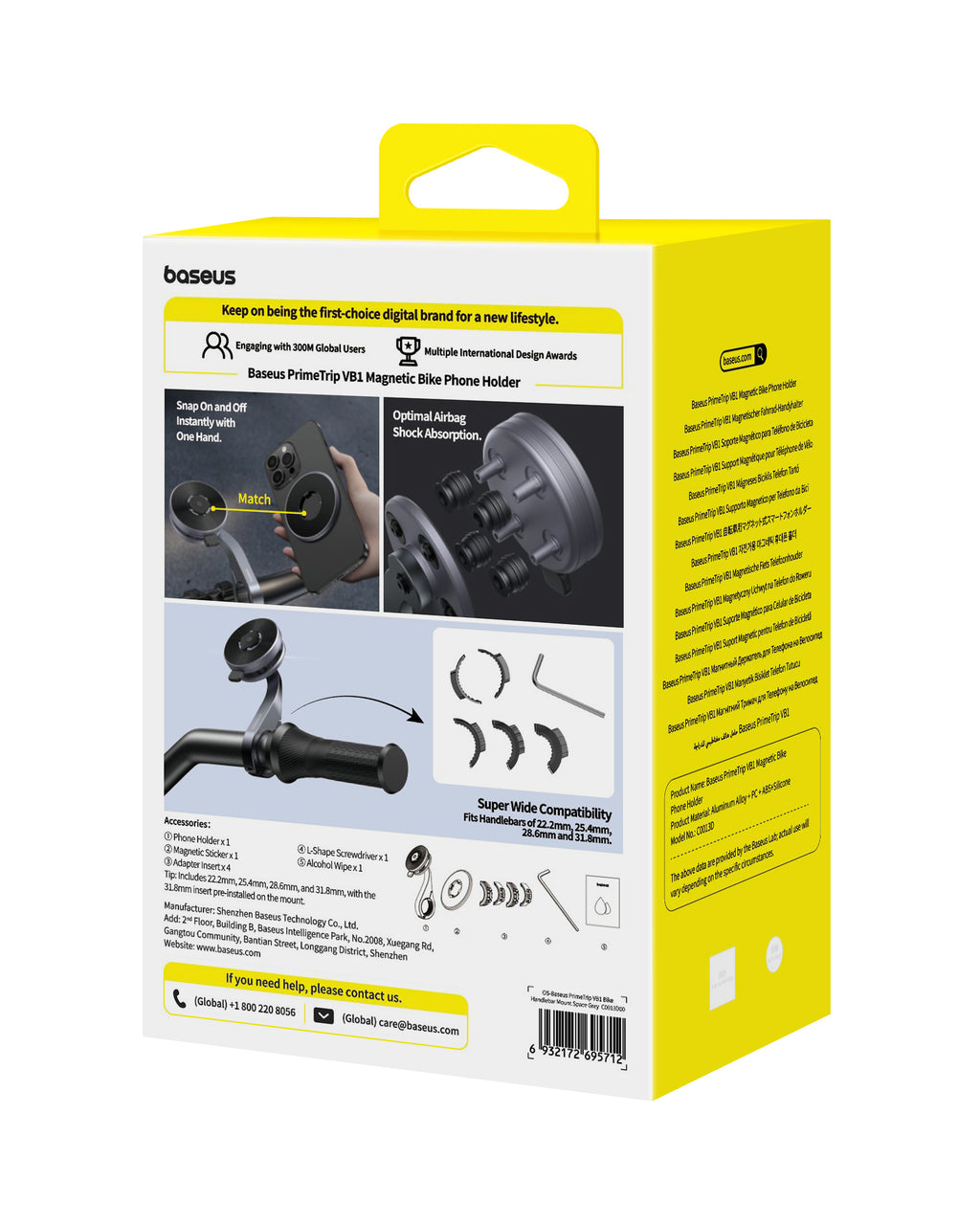Baseus PrimeTrip VB1 Support de téléphone pour guidon de vélo Gris sidéral