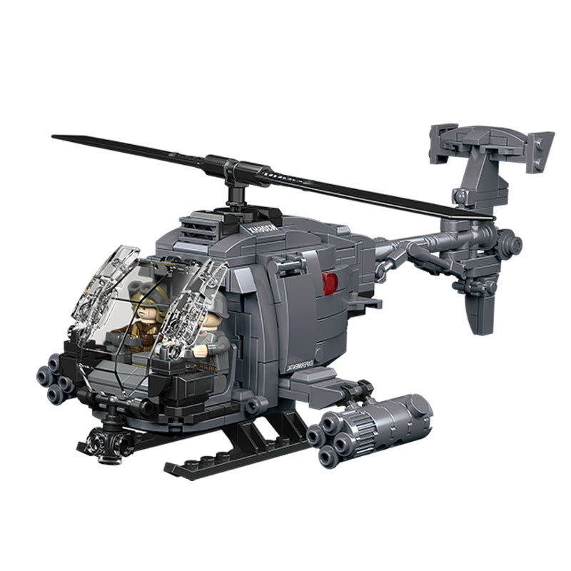 CAYI AH-6I Hélicoptère armé 400 pièces ensemble de blocs de construction pour passionnés