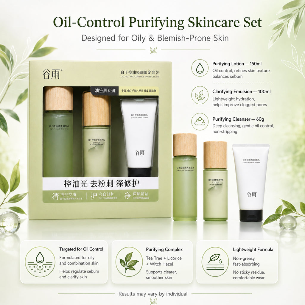 GUYU Coffret de soin contrôle du sébum (Lotion tonique 150 ml + Lotion 100 ml + Nettoyant 60 g)