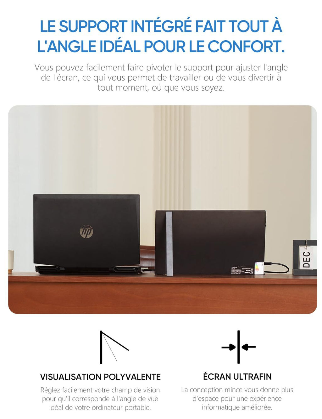 ARZOPA A1S Moniteur portable 14 po 1920 x 1080 FHD IPS 60 Hz USB-C mini HDMI support intégré Noir