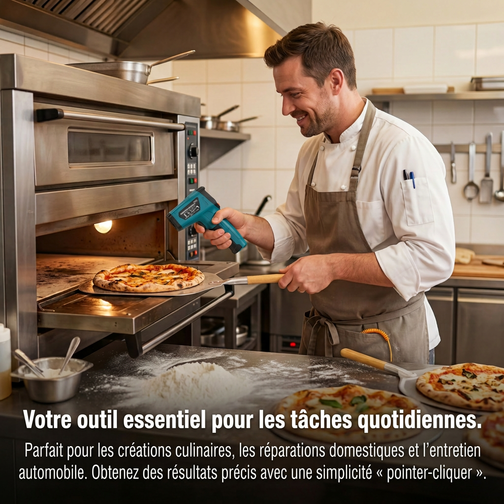 TILSWALL Thermomètre infrarouge (Non destiné aux personnes) -50 °C à 800 °C Thermomètre laser numérique infrarouge avec écran LCD de cuisson pour cuisson/barbecue/four à pizza/congélateur/industrie