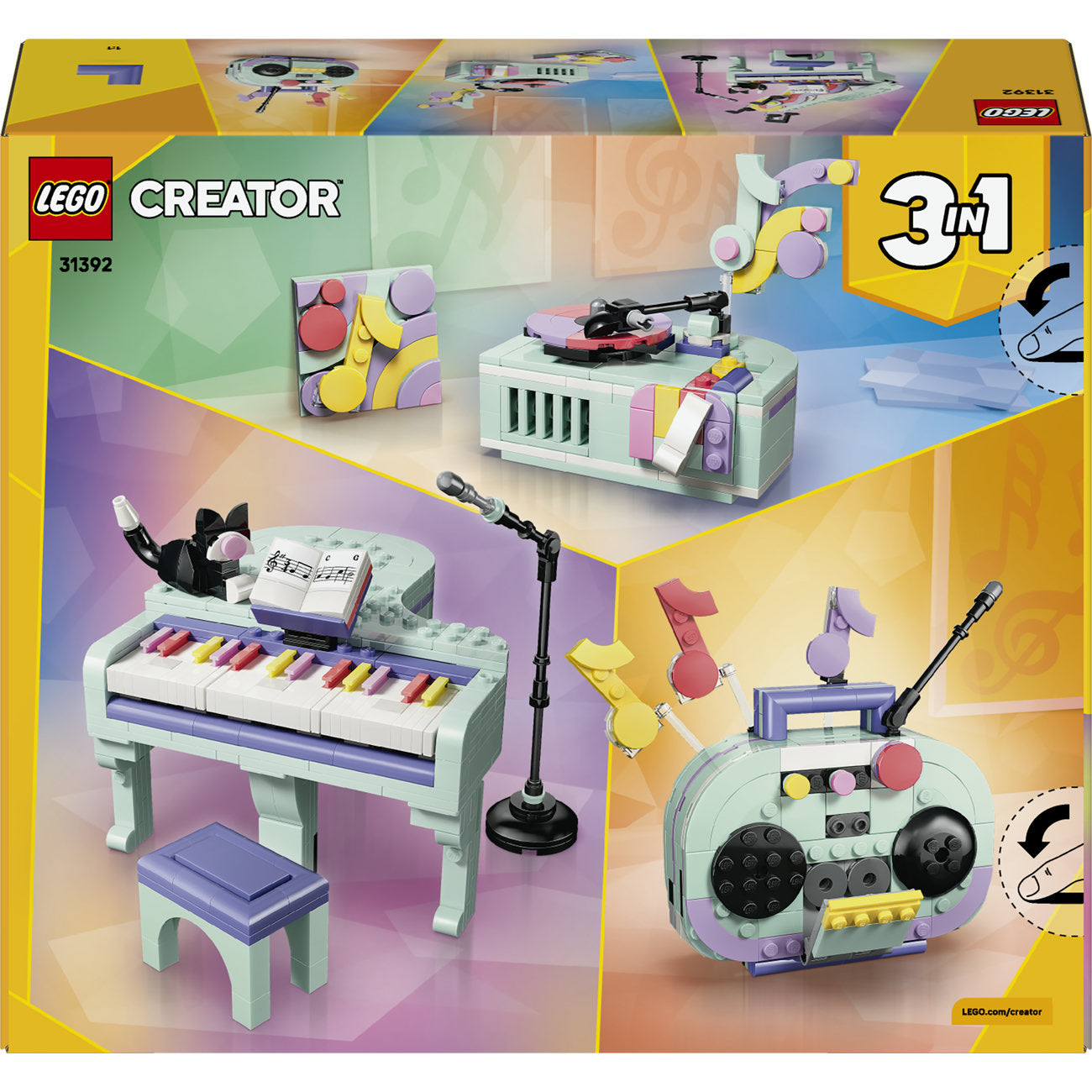 LEGO Creator 3-en-1 Ensemble de Construction Décoration Musicale Piano et Chat 31392