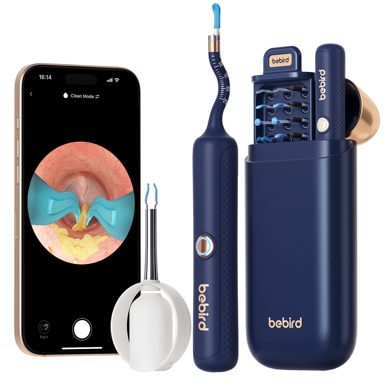 bebird Kit otoscope de nettoyage des oreilles avec caméra FHD flexible et pinces, pour examen des oreilles, du nez et de la gorge, embouts variés pour adultes et enfants
