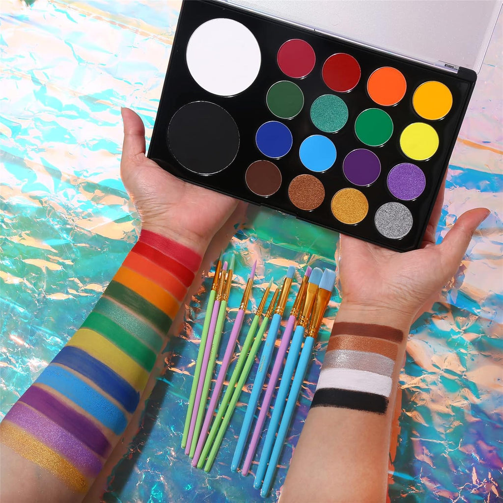 UCANBE Coffret professionnel aquarelle visage Astéroïde 18 couleurs et pinceaux