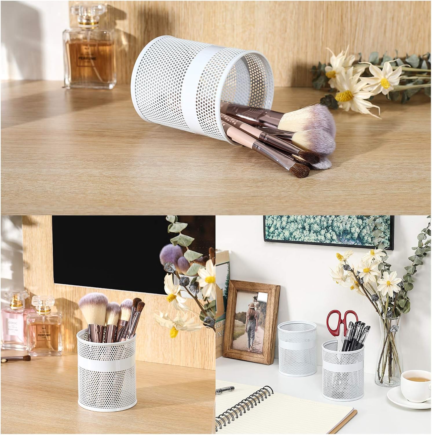 Senhoglb Lot de 2 porte-stylos en maille - Blanc